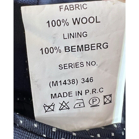 MJ BALE Mens Classic Suit Blazer Jacket 36R Navy Wool Bemberg Blend - Picture 11 of 11